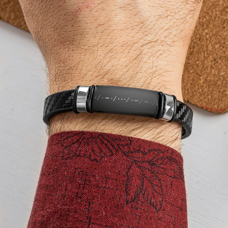 Custom Leather Bracelet with Morse Code