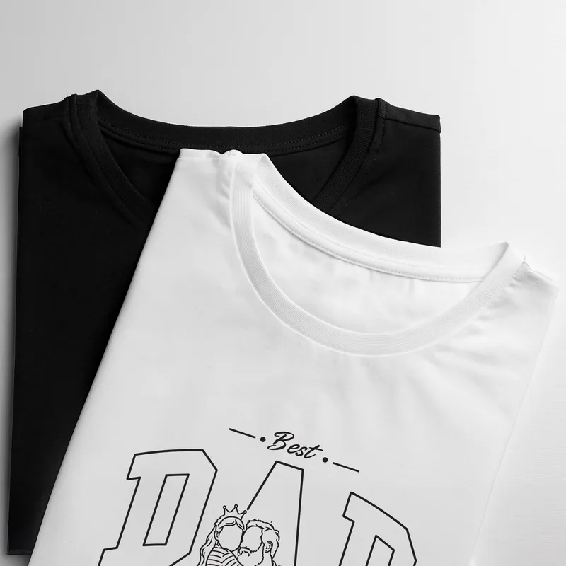 Custom Line Art Best Dad T Shirt with Photo