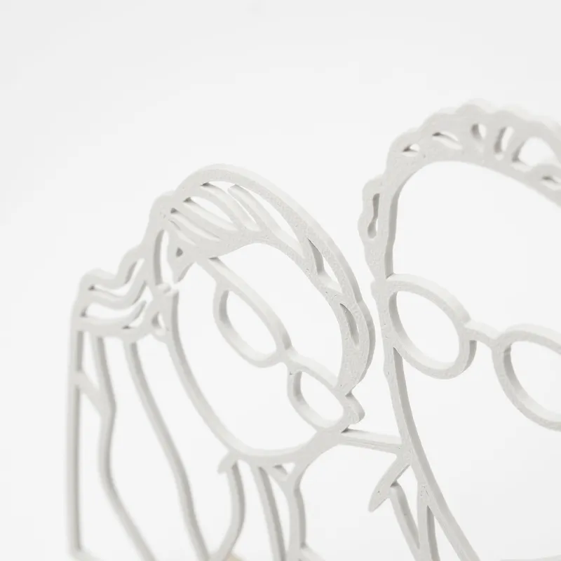 Custom Line Art Couple Portrait with Wood Stand