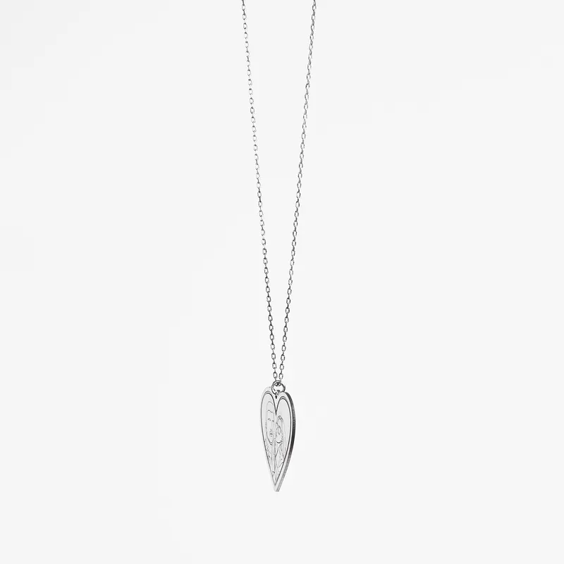 Custom Line Art Photo Necklace Drawing 925 Sterling Silver Heart