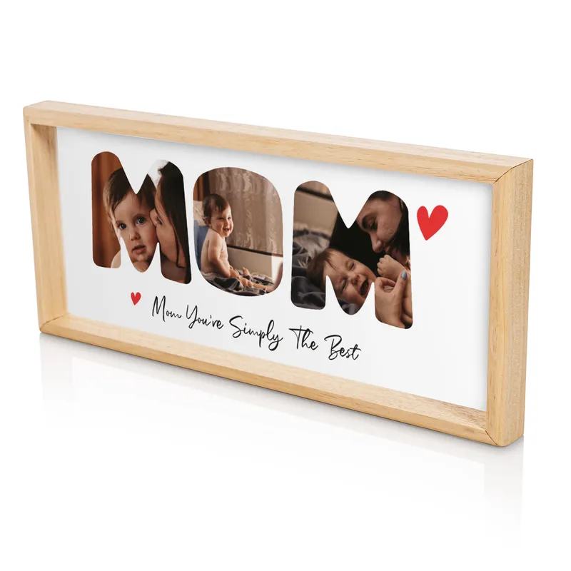 Custom Mom Photo Collage Wooden Frame 14x6