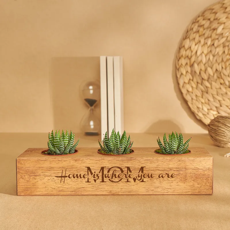 Custom Mother's Day Wooden Succulent Holder