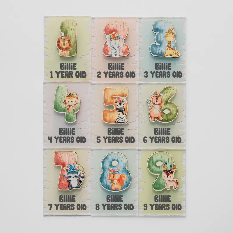 Custom Name Cute Animal Birthday Magnet Set - Set of 10