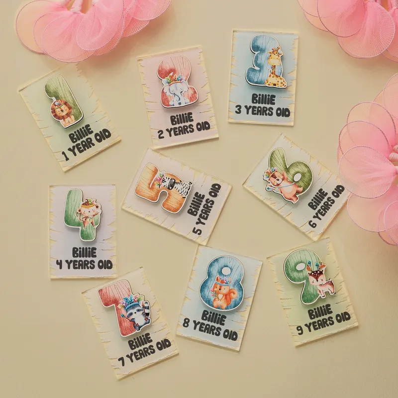 Custom Name Cute Animal Birthday Magnet Set - Set of 10