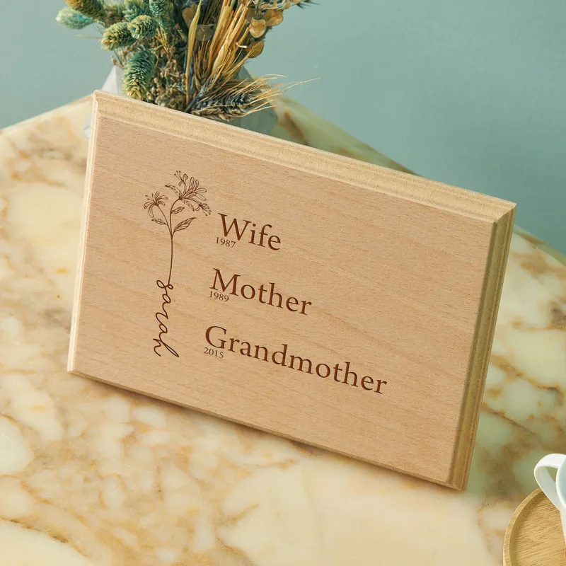 Custom Name Engraved Grandma Wooden Frame for Mother's Day