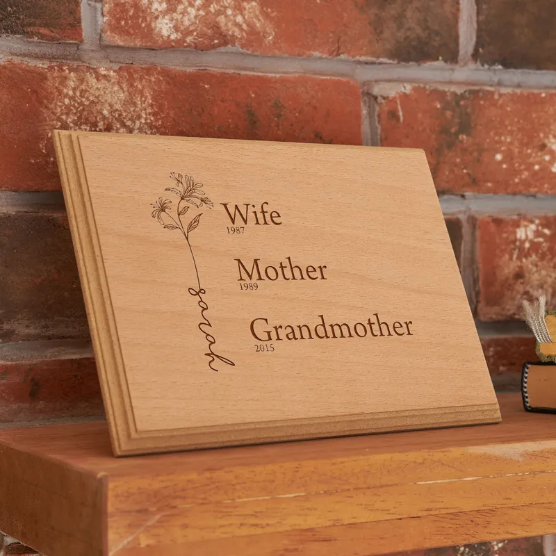 Custom Name Engraved Grandma Wooden Frame for Mother's Day