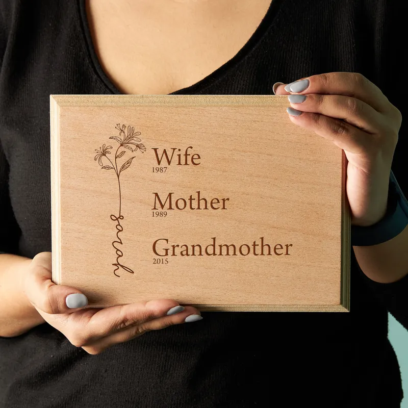 Custom Name Engraved Grandma Wooden Frame for Mother's Day