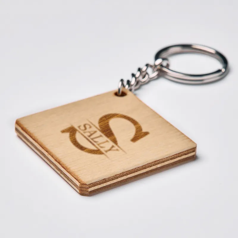 Custom Name Engraved Wooden Square Keychain Gift