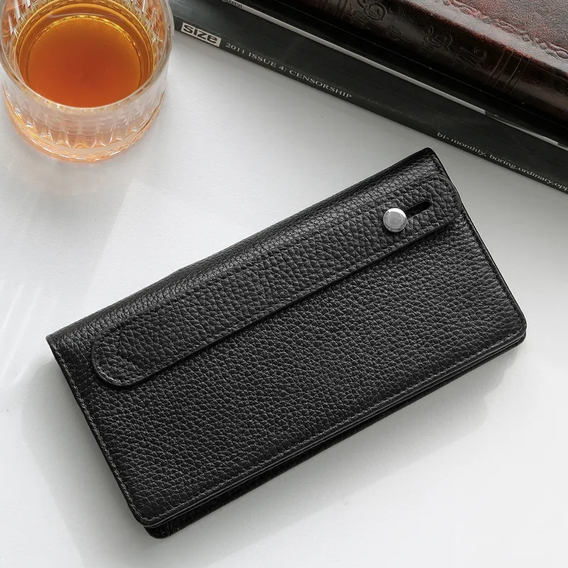 Custom Name Leather Wallet with Phone Compartment