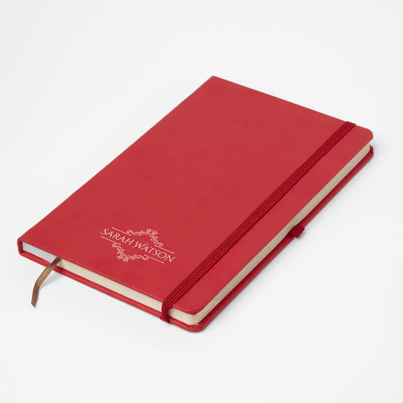 Custom Name Printed Red Lined Notebook