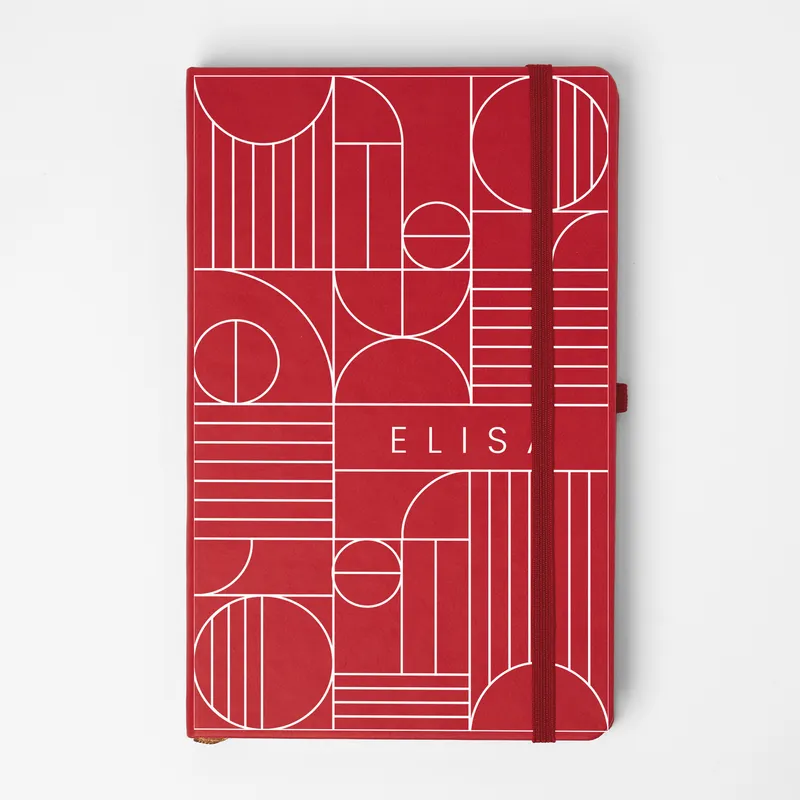 Custom Name Printed Red Lined Notebook