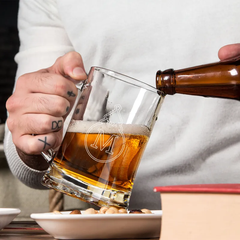 Personalised New Year's Beer Mug with Monogram and Date
