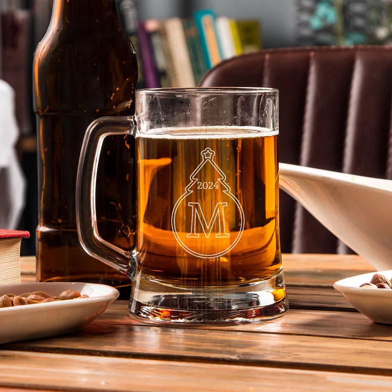Personalised New Year's Beer Mug with Monogram and Date