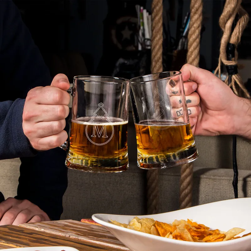 Personalised New Year's Beer Mug with Monogram and Date