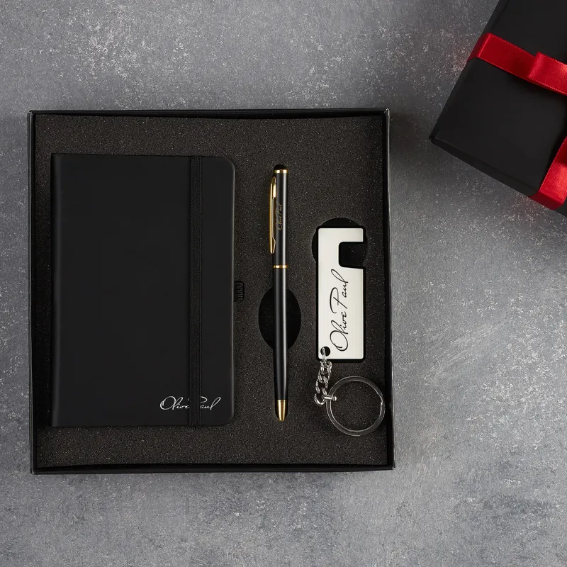 Personalised Executive Gift Set with Notebook and Keychain