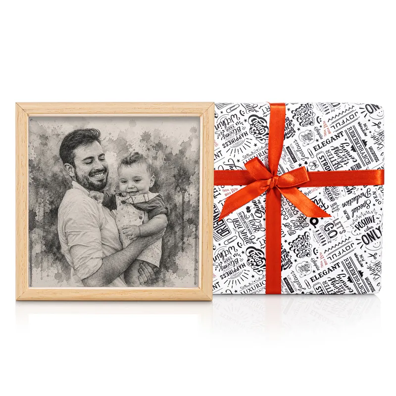 Custom Pencil Sketch Photo on Wood for Dad