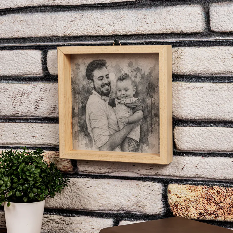 Custom Pencil Sketch Photo on Wood for Dad