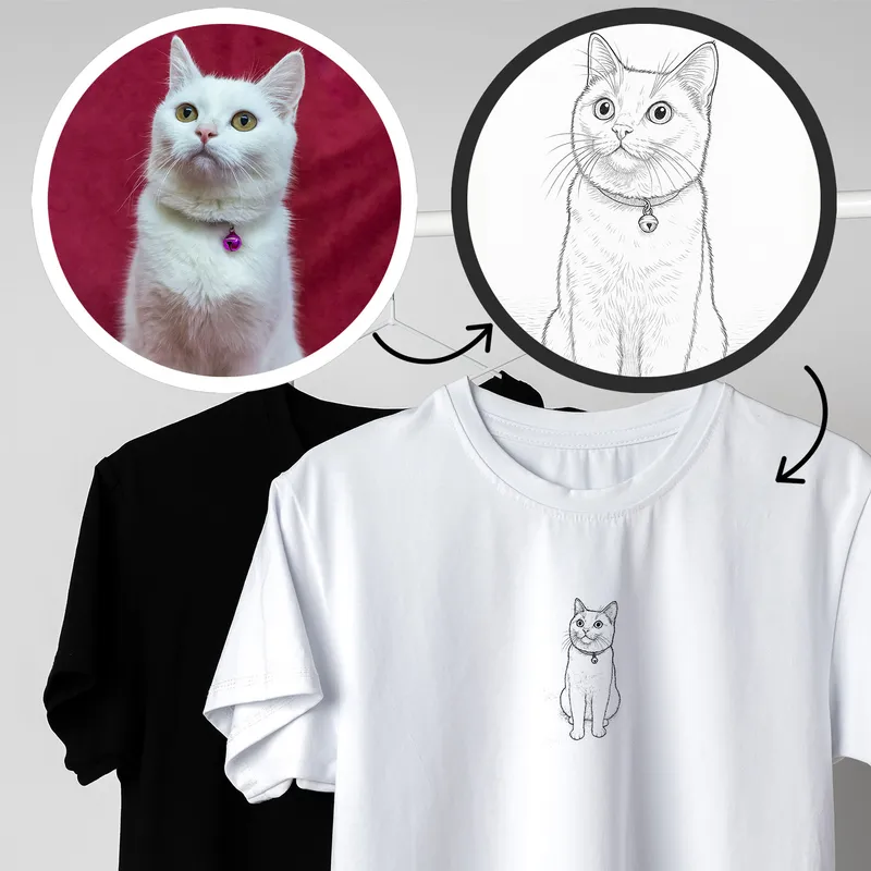 Custom Pet Drawing Portrait T-Shirt