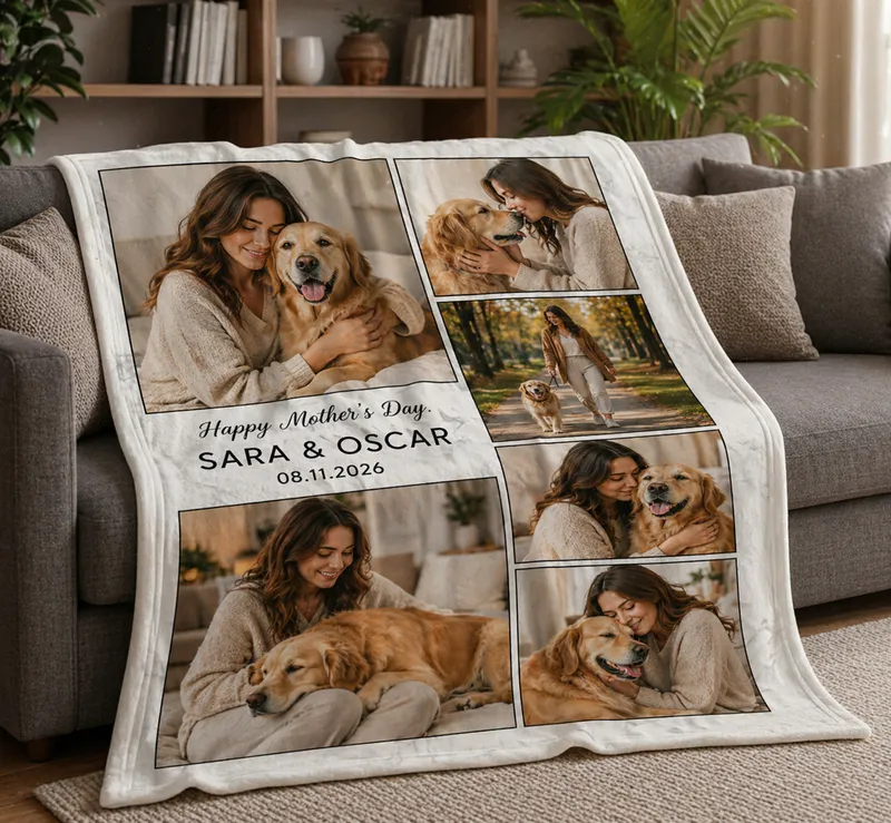 Custom Pet Photo Blanket for Moms