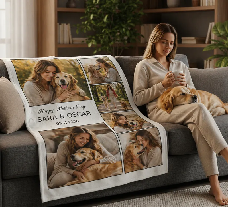 Custom Pet Photo Blanket for Moms