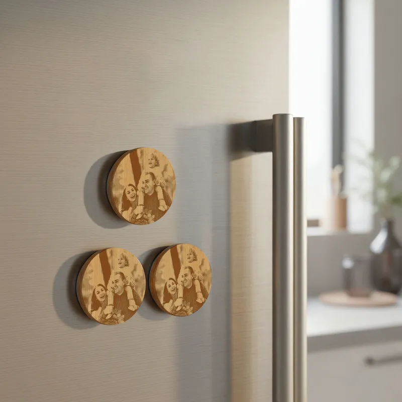 Custom Photo Bamboo Bottle Opener Magnet