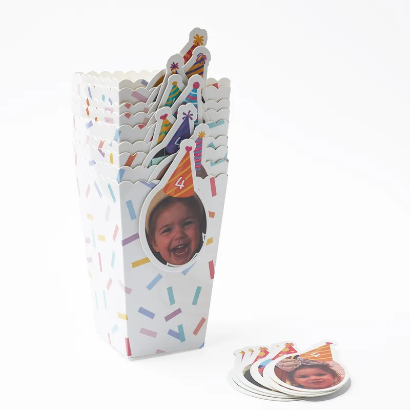 Personalised Birthday Popcorn Box with Fun Party Design - Large