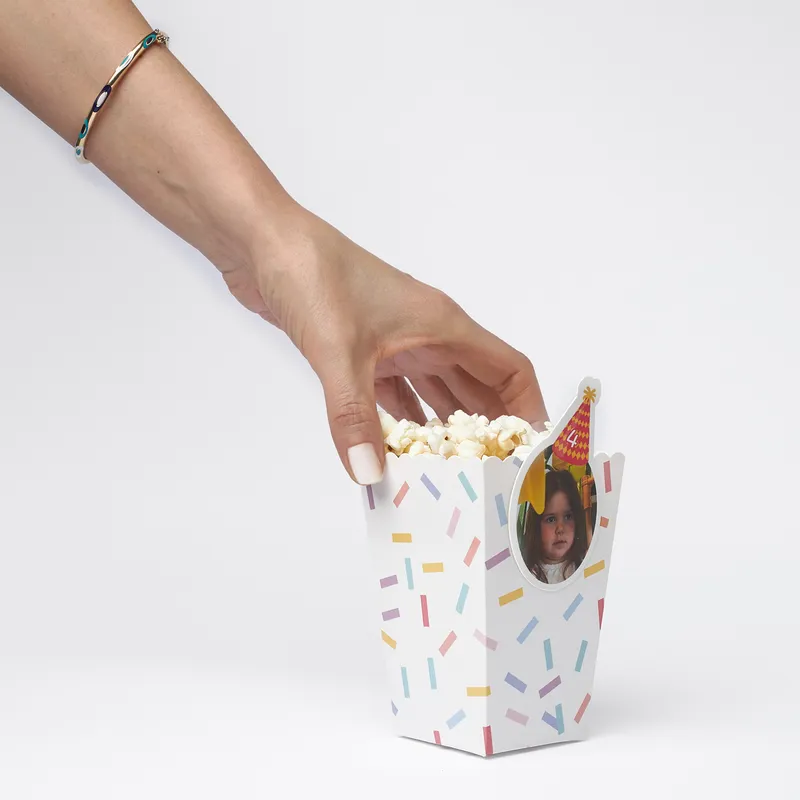 Personalised Birthday Popcorn Box with Fun Party Design - Large