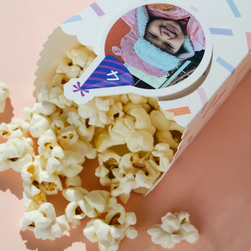 Personalised Birthday Popcorn Box with Fun Party Design - Large