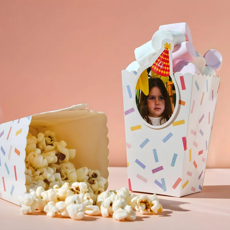 Personalised Birthday Popcorn Box with Fun Party Design - Large