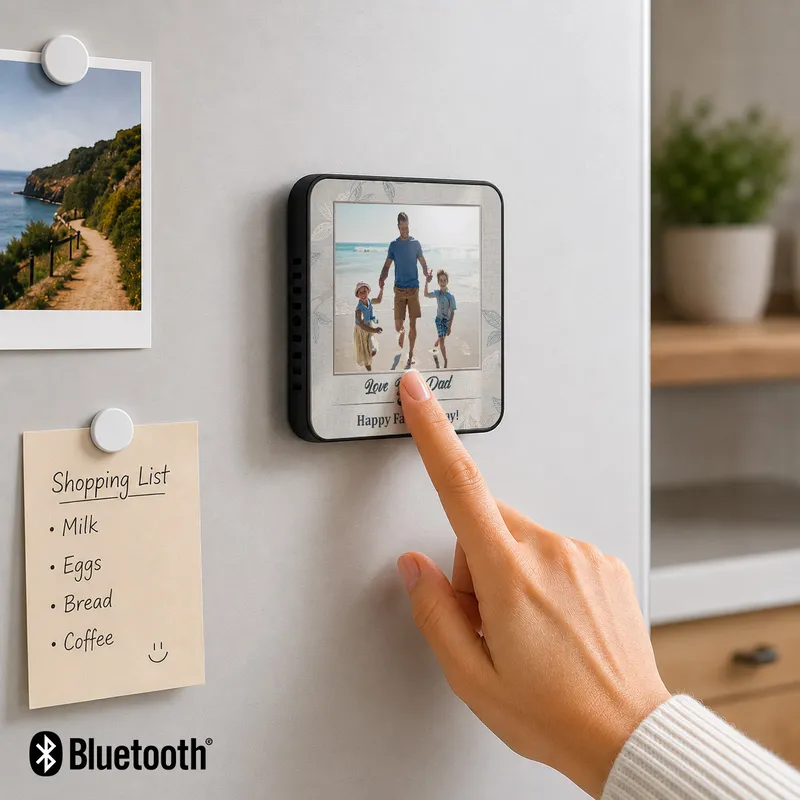 Custom Photo Bluetooth Magnet Gift for Dad with Voice & Music