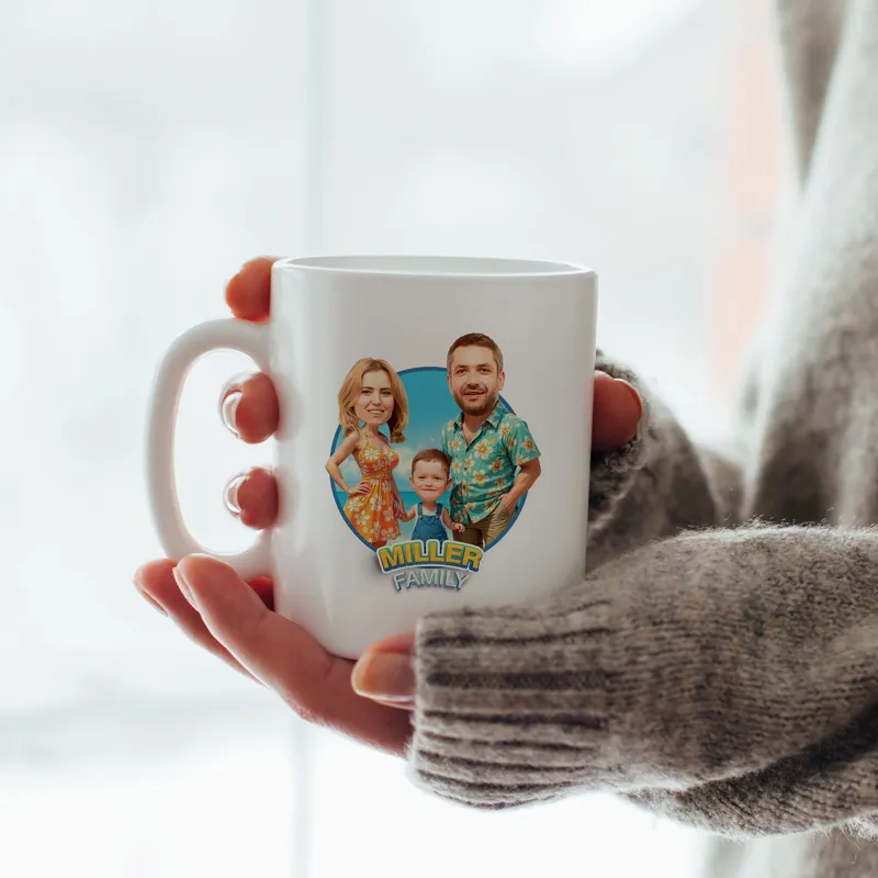 Custom Photo Family Cartoon Mug Gift
