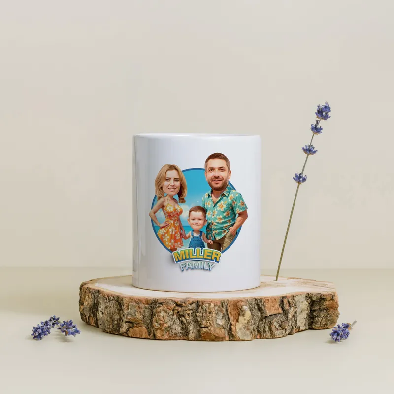 Custom Photo Family Cartoon Mug Gift