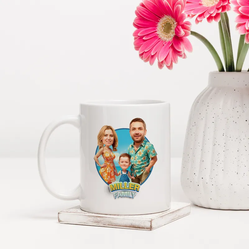Custom Photo Family Cartoon Mug Gift