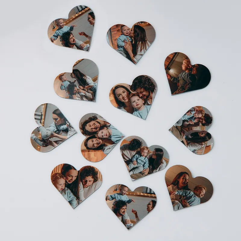 Custom Photo Heart Magnets Set of 12