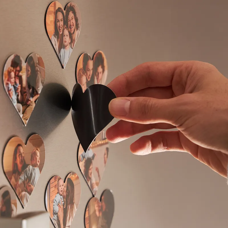 Custom Photo Heart Magnets Set of 12