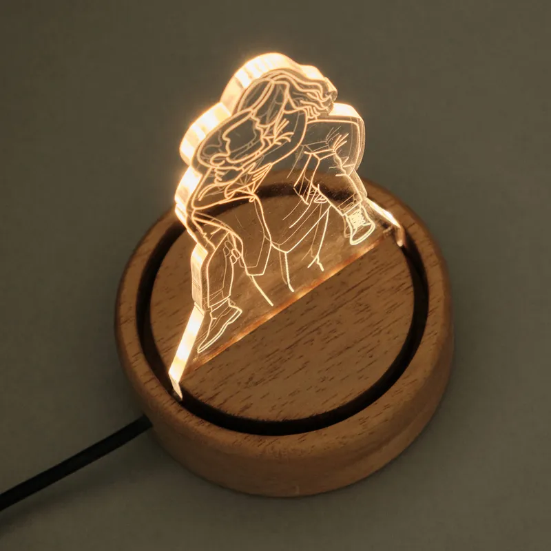 Custom Photo Line Art Glass Dome Couple Lamp