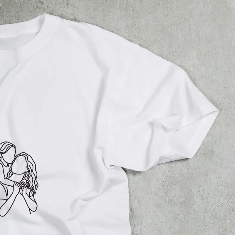 Personalised Line Art Mum and Child Matching T-Shirts