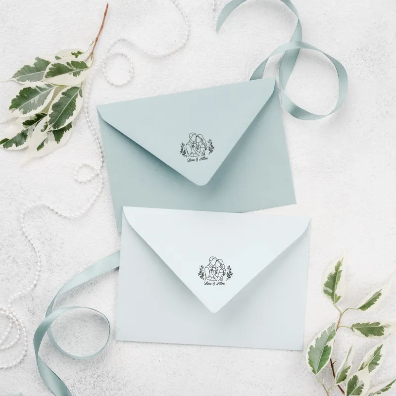 Custom Photo Line Art Wooden Stamp Set