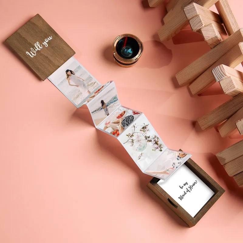 Personalised Wooden Photo Box for Bridesmaid Proposal