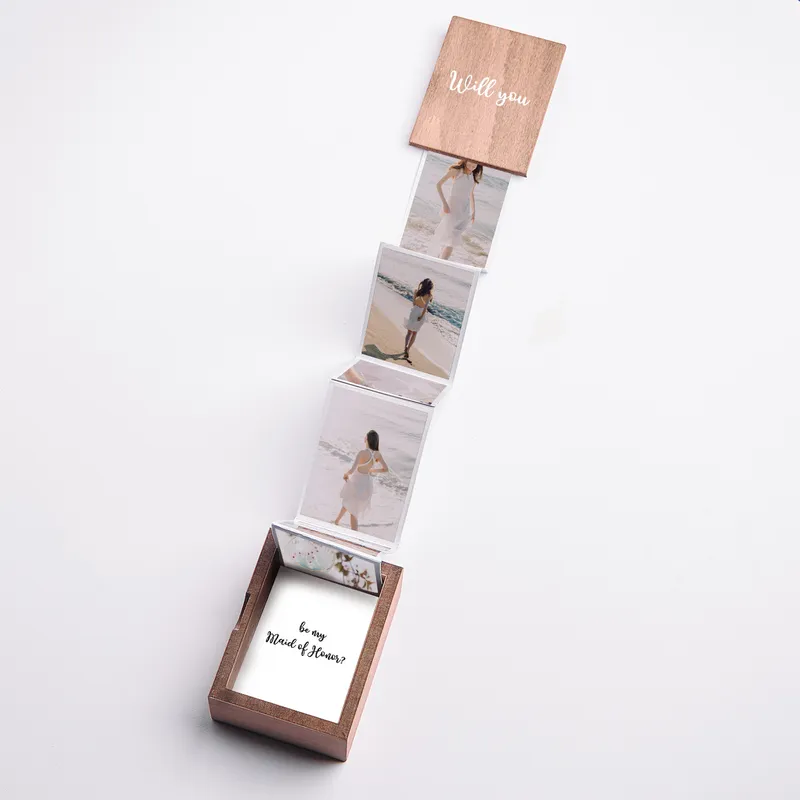 Personalised Wooden Photo Box for Bridesmaid Proposal