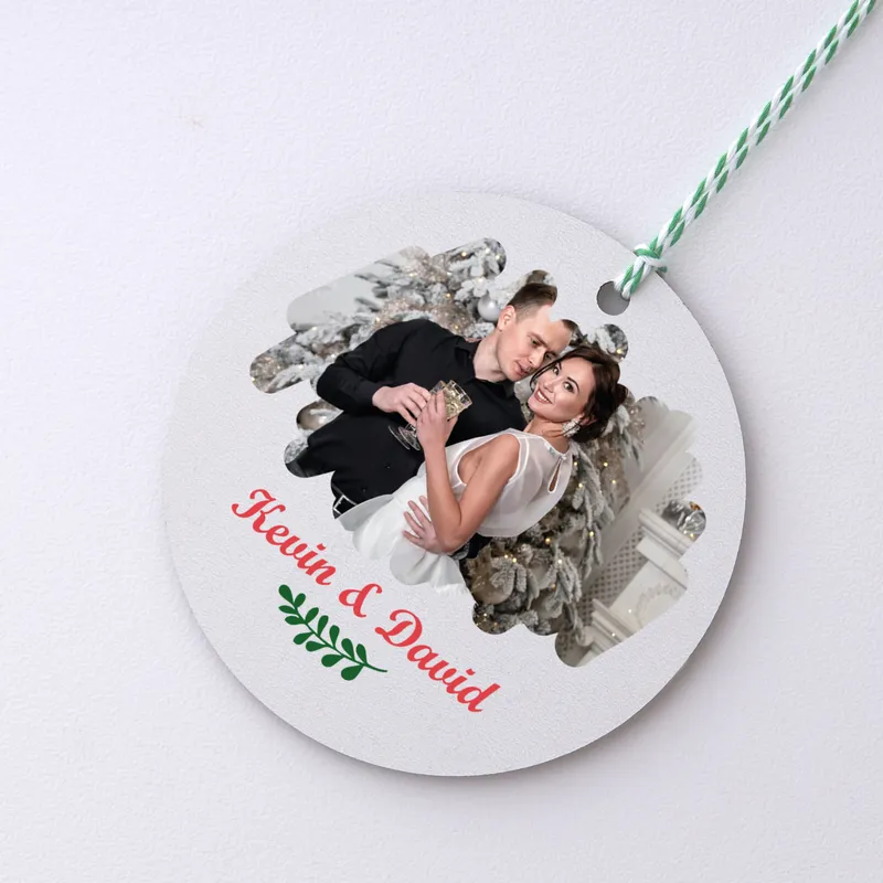 Custom Photo Printed MDF Tree Ornament with Names