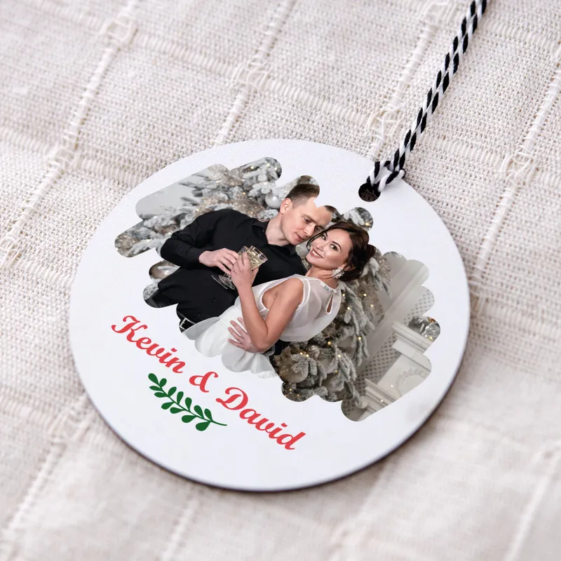 Custom Photo Printed MDF Tree Ornament with Names