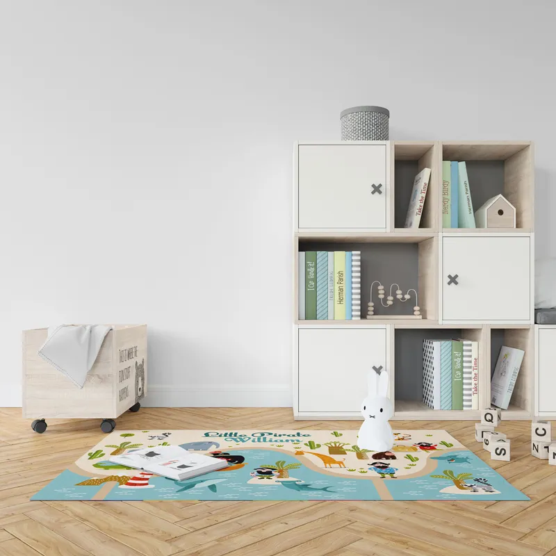 Custom Pirate Adventure Baby Play Mat with Personalized Name