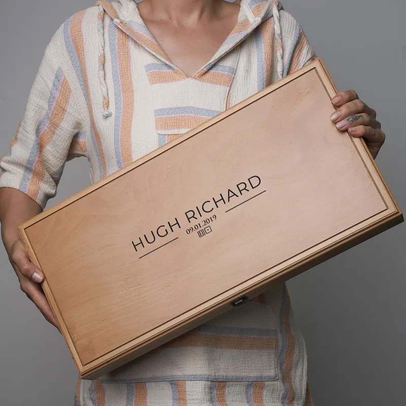 Custom Premium Beech Backgammon Set with Name and Date