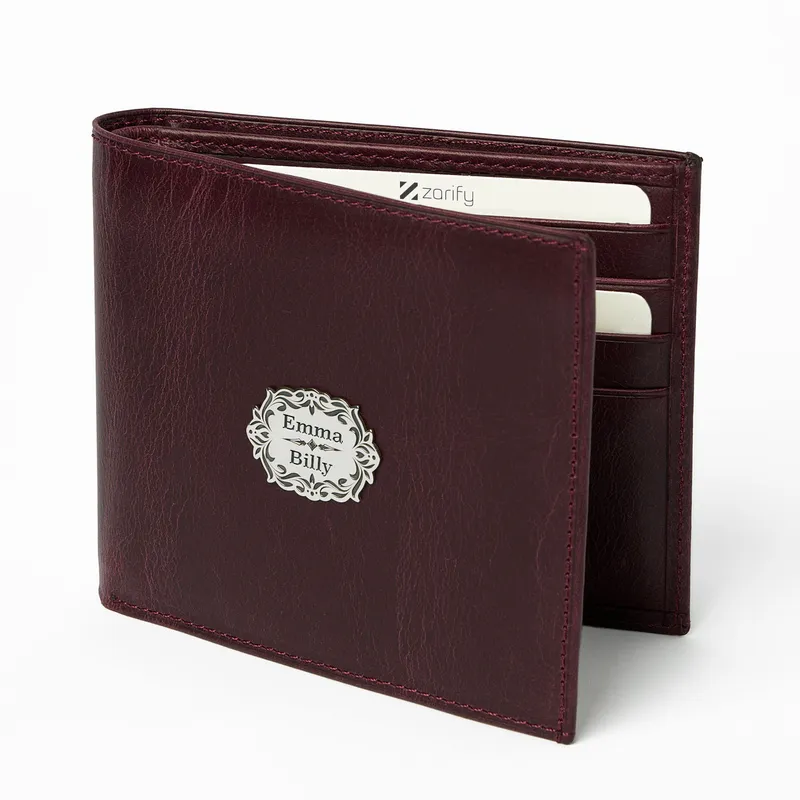 Personalised Silver Vintage Leather Wallet with Name