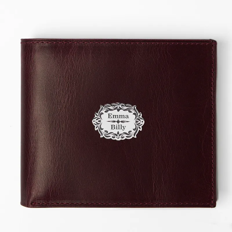 Personalised Silver Vintage Leather Wallet with Name