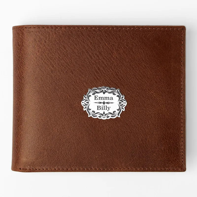Personalised Silver Vintage Leather Wallet with Name