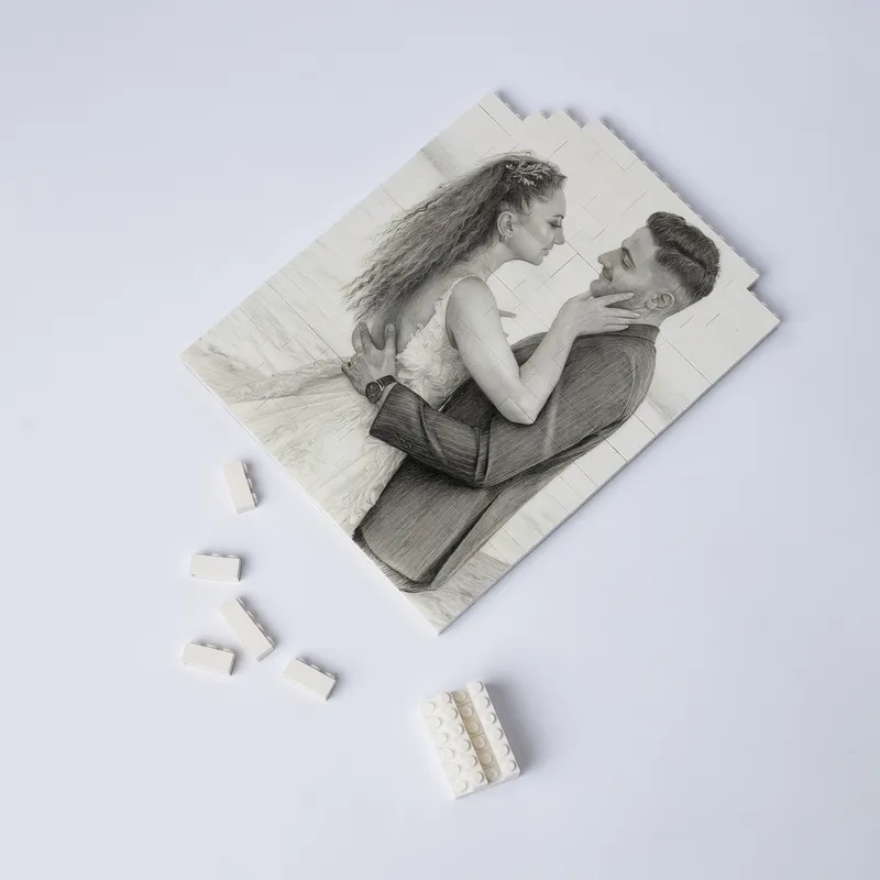 Custom Sketch Efect Photo Block Puzzle Gift