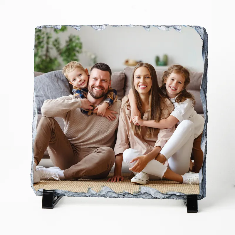 Personalised Square Slate Photo Print 19x19 cm