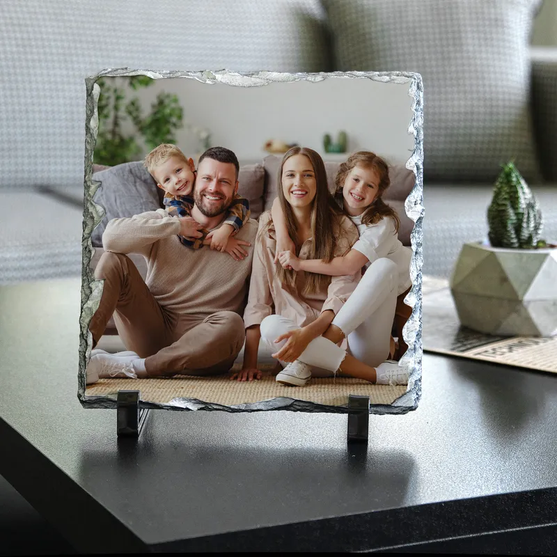 Personalised Square Slate Photo Print 19x19 cm